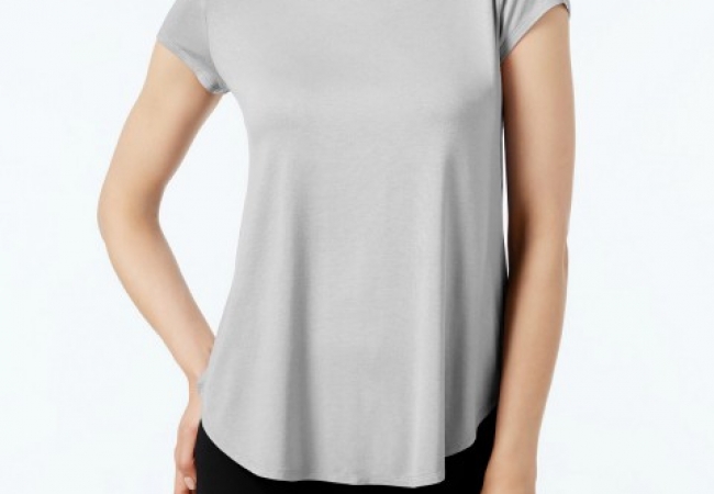 Alfani Petite Satin-Trim High-Low T-Shirt - Created for Macy's