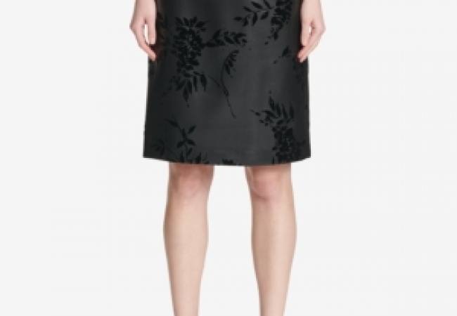Calvin Klein Flocked Faux-Leather Pencil Skirt