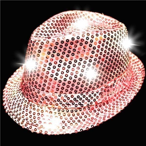 LED Light Up Pink Sequin Fedora Hat