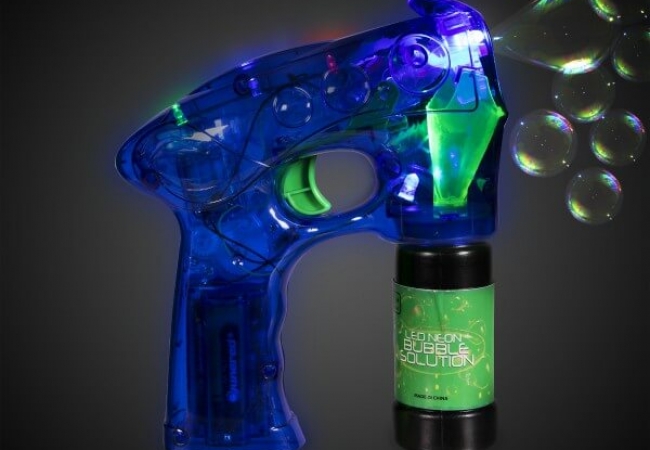 Neon Blue LED Bubble Gun