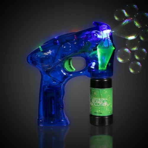 Neon Blue LED Bubble Gun