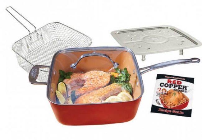 Red Copper Square Pan 5 Piece Set
