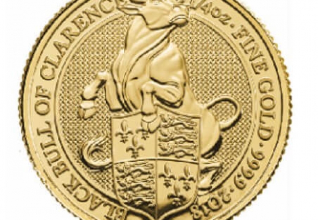 The Queen's Beasts 2018 â€“ Black Bull â€“ 1/4 oz Gold Bullion Coin