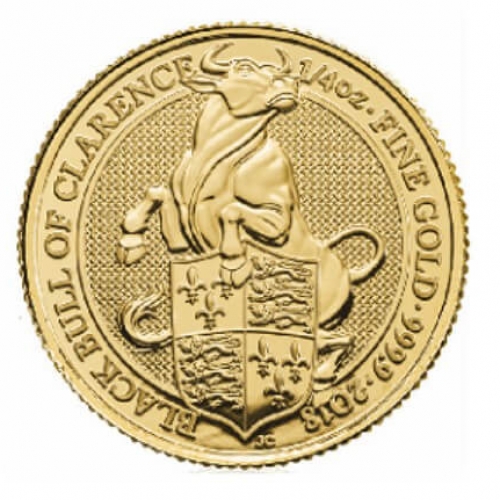 The Queen's Beasts 2018 â€“ Black Bull â€“ 1/4 oz Gold Bullion Coin