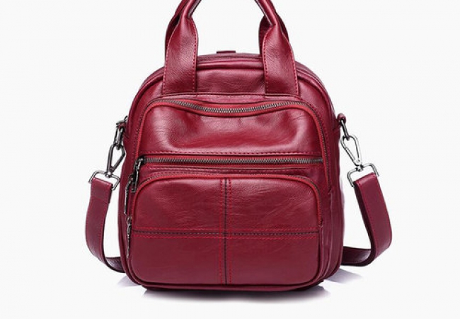 Women Multi Pockets Multifunction Bags Elegant PU Handbags Backpack