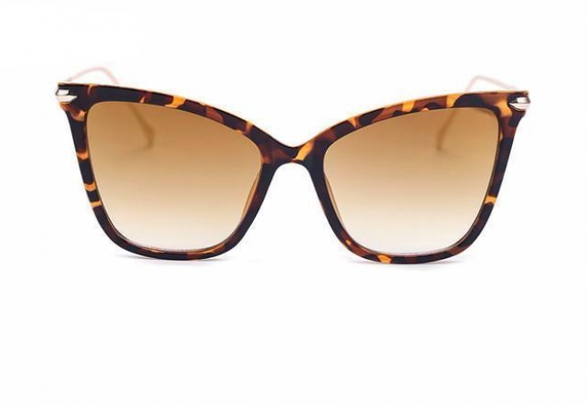 Women's Cat Eye Sunglasses with Alloy Temples - Tortoiseshell